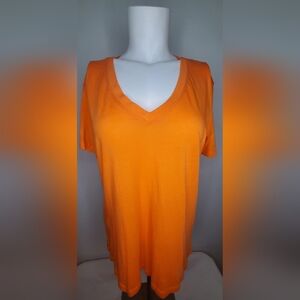 Theory -Size M -Orange Cotton Shirt- Short Sleeves